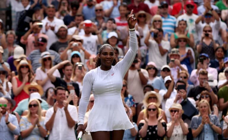 Serena Williams after winning Wimbledon in 2018