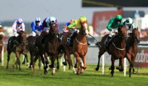 Horses racing during the St Leger Festival