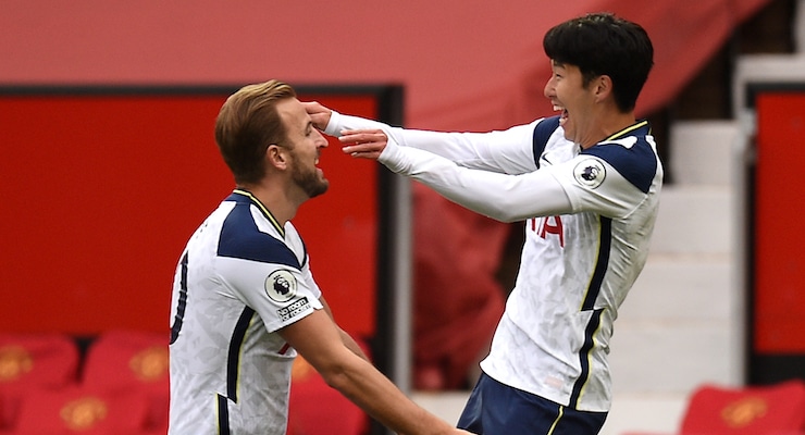 Heung-min Son and Harry Kane were both on target for Tottenham at Manchester United.