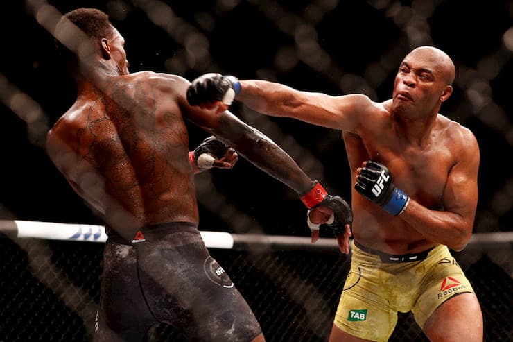UFC fighter Anderson Silva from Brazil punching his opponent