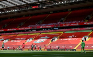 Liverpool playing a Premier League match in front of an empty stadium