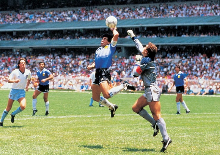 Diego Maradona's 'hand of God' against England at the 1986 World Cup