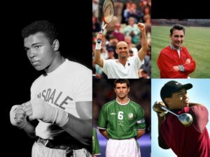 Muhammad Ali, Roy Keane, Brian Clough, Tiger Woods and Andre Agassi