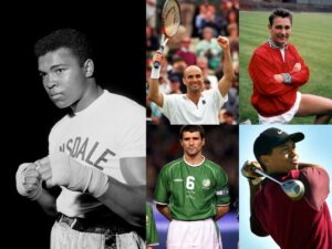 Muhamad Ali, Brian Clough, Roy Keane, Andre Agassi and Tiger Woods.