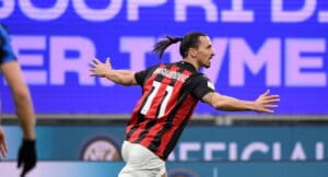 AC Milan's Zlatan Ibrahimovic celebrates