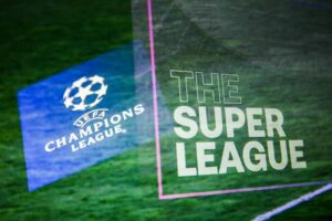Logos of the Super League and Champions League.