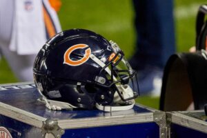Chicago Bears NFL helmet on the sidelines