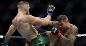 Conor McGregor does battle with Dustin Poirier.