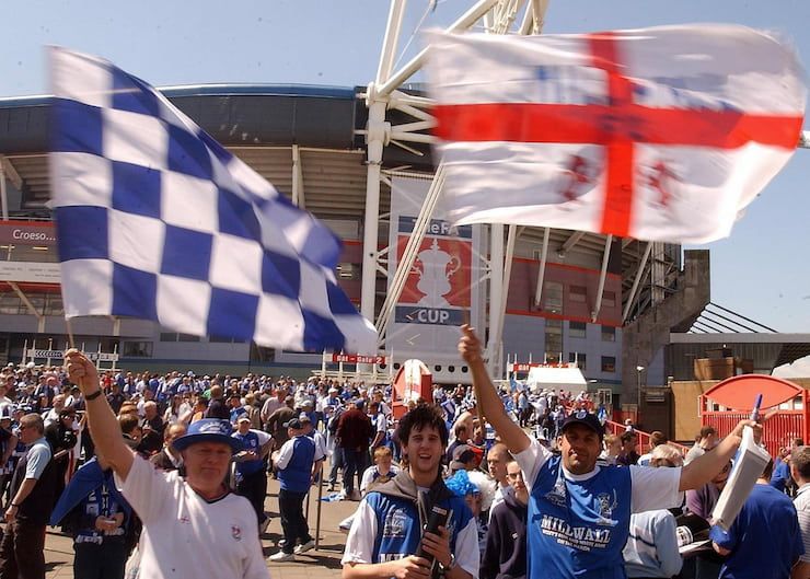 Millwall fans outside the stadium ahead of the 2004 FA Cup Final.
