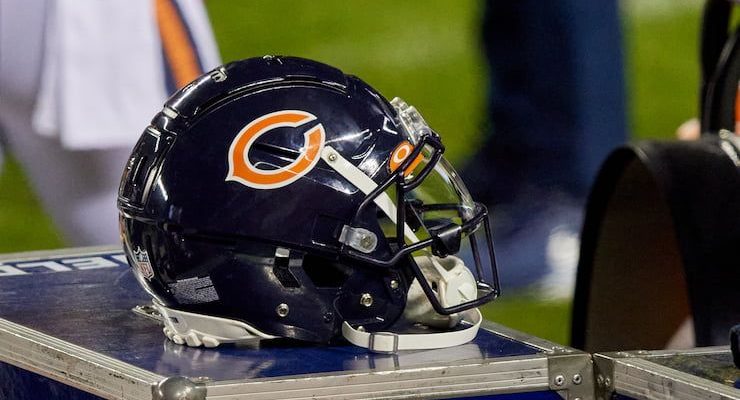 Chicago Bears NFL helmet on the sidelines