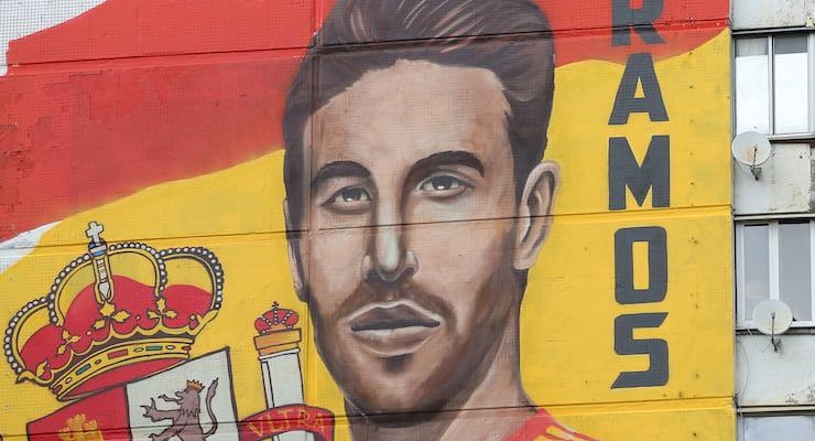 Mural of Spanish captain Sergio Ramos in Russia