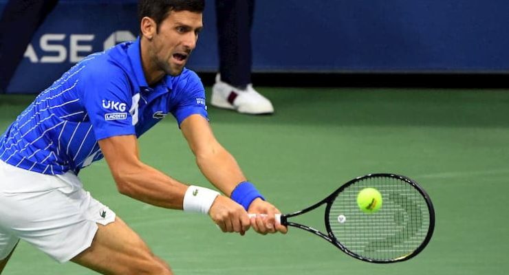 Novak Djokovic playing at the US Open in 2020
