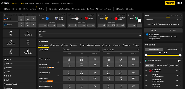 Sports coverage at Bwin Canada