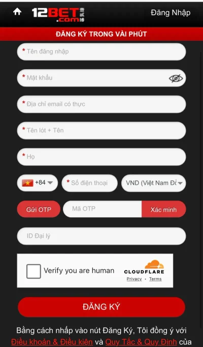 cung cấp thông tin đăng ký 12BET